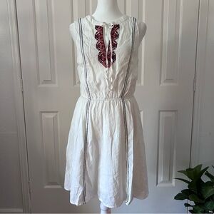 NIKIBIKI LAVENDER | BOHO White Gauzy Cross Stitched Embroidered Dress | Size Sm